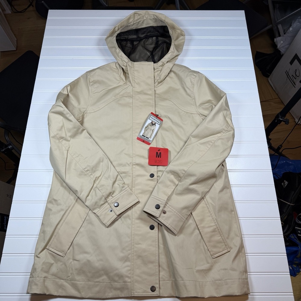 Hunter Water Resistant Cotton Smock Jacket Women's Medium Tan Almond NWT - Picture 3 of 8